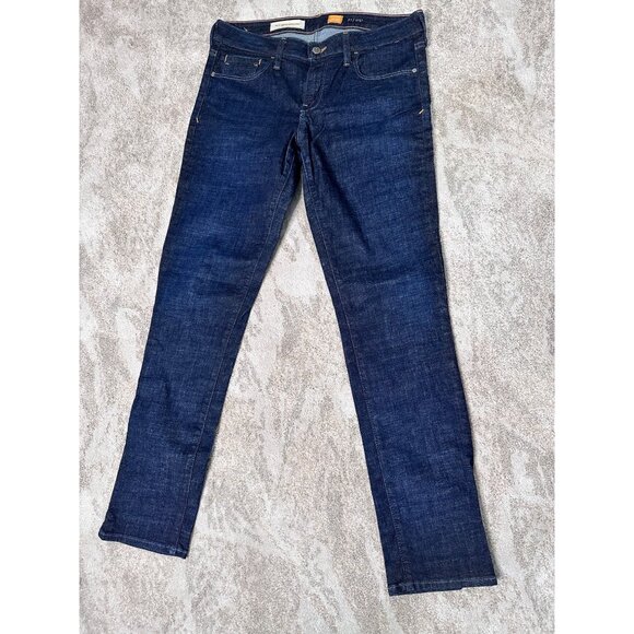 Pilcro & The Letterpress Mid-Rise Skinny Fit Denim Jeans Size 30 Dark Wash - Picture 2 of 7